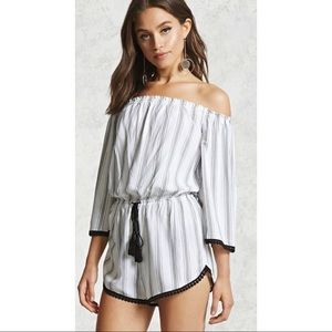 Forever 21 B&W Striped Romper